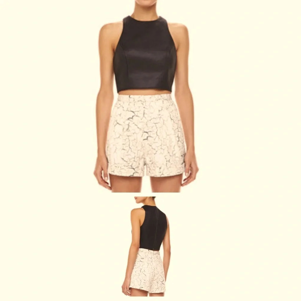 Cameo shirt - black vegan leather sleeveless cropped top